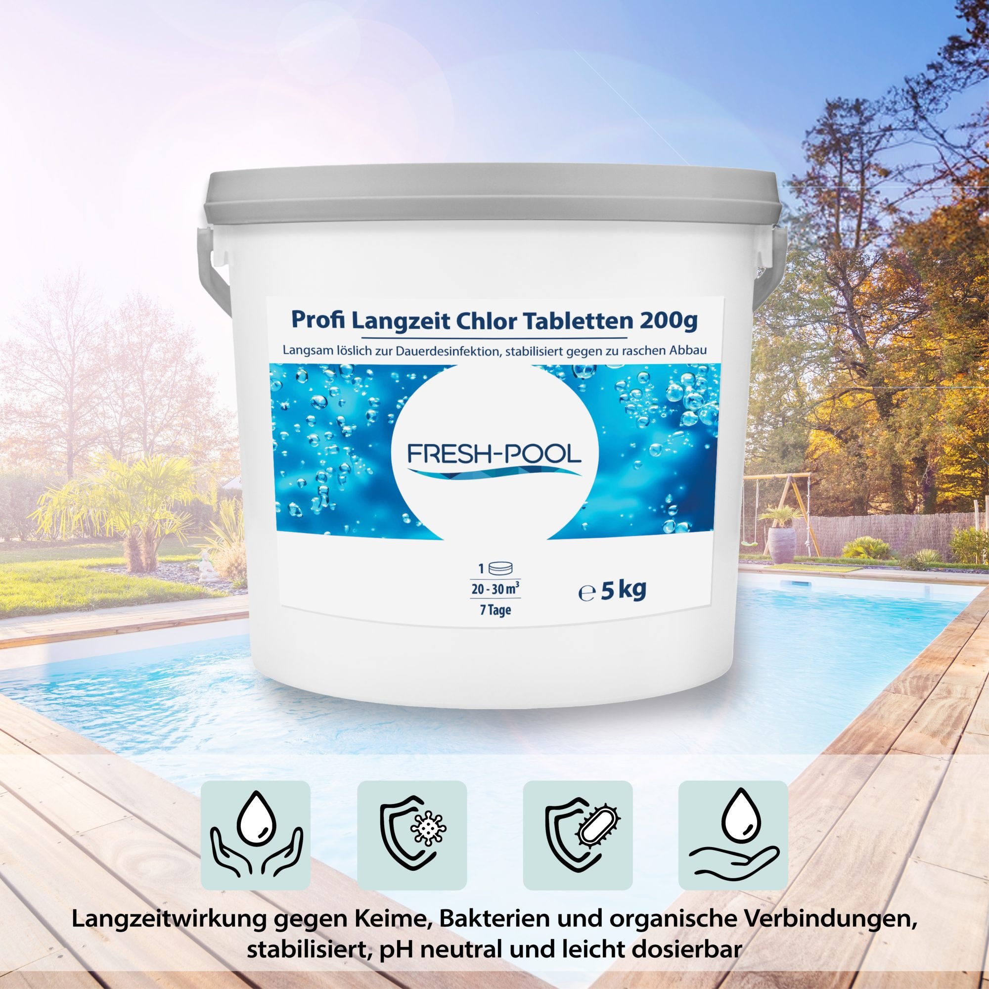 Fresh-Pool Profi Langzeit Chlor Tabletten 200g 5 kg